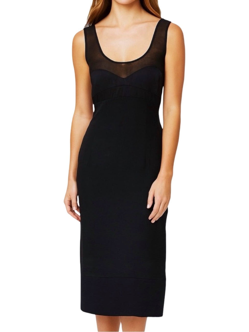 Narciso Rodriguez Black Silk Midi Cocktail Dress - Size 10